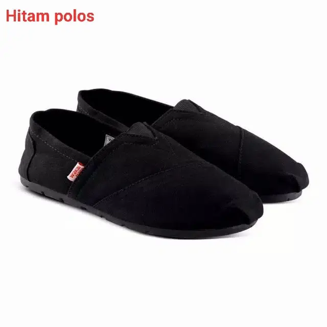 SEPATU SLIP ON HITAM POLOS SIZE 36-45 FREEE PAPERBAG