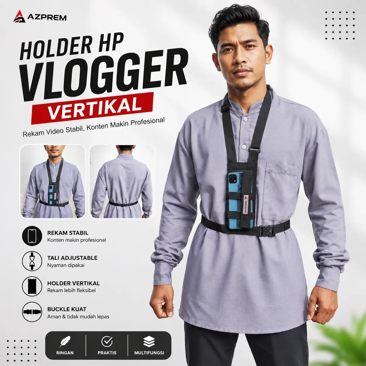 Chest Strap Belt Kamera Handphone Dada Holder Hp Volgger MotoVlog