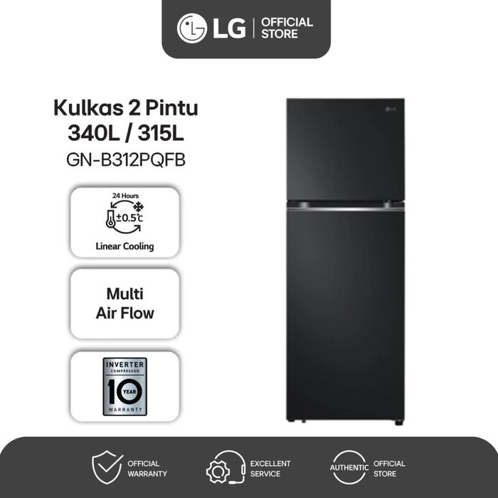 Gambar LG KULKAS 2 PINTU 340L Gross / 315L Nett SMART INVERTER COMPRESSOR MATTE BLACK GN-B312PQFB dari LG Official Store Kota Administrasi Jakarta Timur Tokopedia