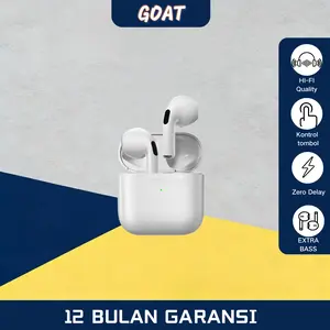 GOAT TWS  Pro4 Headset Bluetooth Premium Earphone Wireless dengan Hi-Fi Quality Kontrol Tombol Zero Delay & Extra Bass 12 Bulan Garansi tws premium