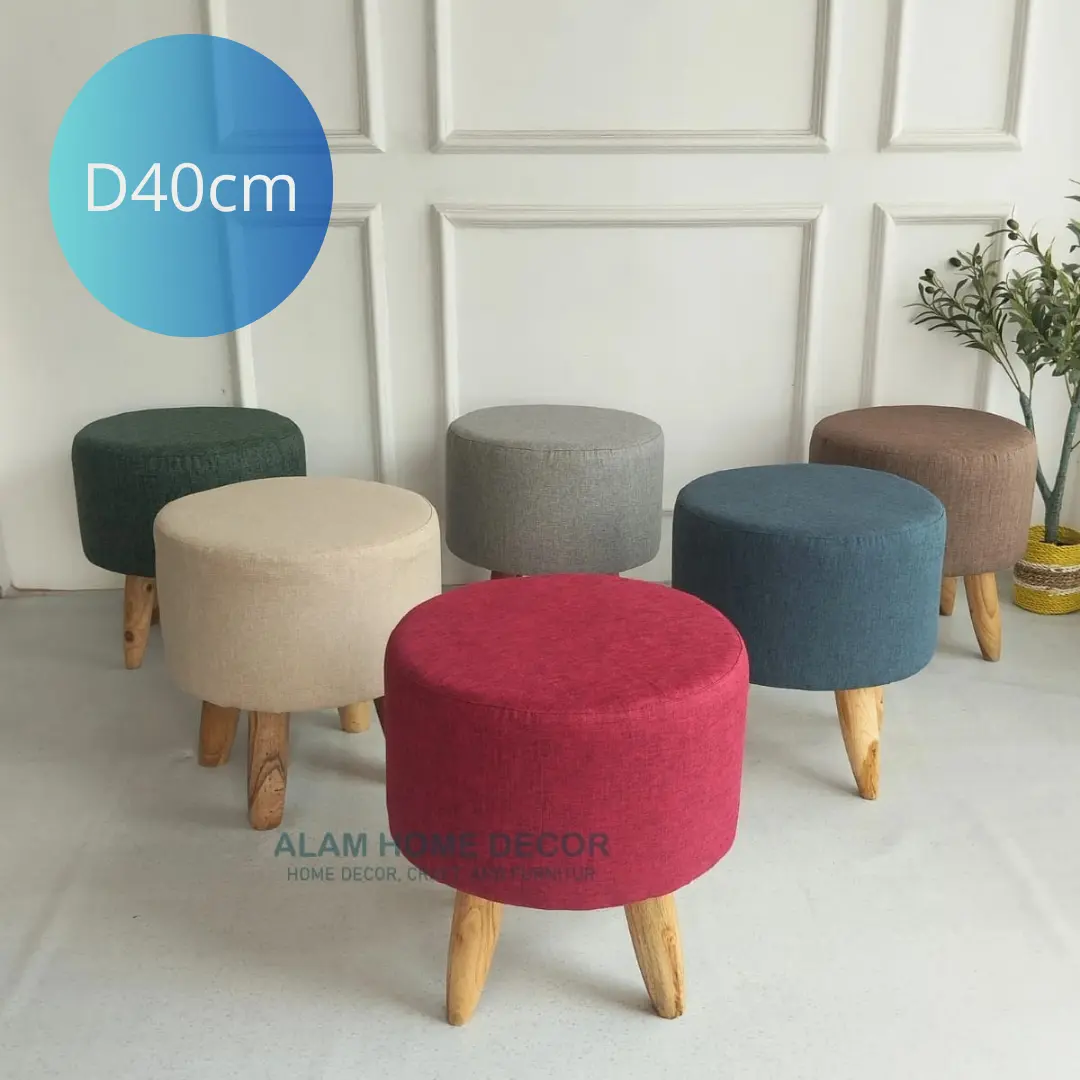 Stool Polos Kursi Stool Bulat Jamur Cafe Kursi Estetik Furniture sofa kecil ruang tamu Minimalis Diameter 40cm Tinggi 45cm Bahan Kain Kimmy