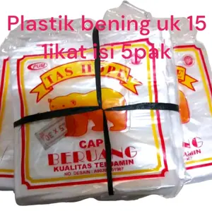 Kantong Plastik Bening Ukuran 15, 1 Ikat Isi 5 Pak