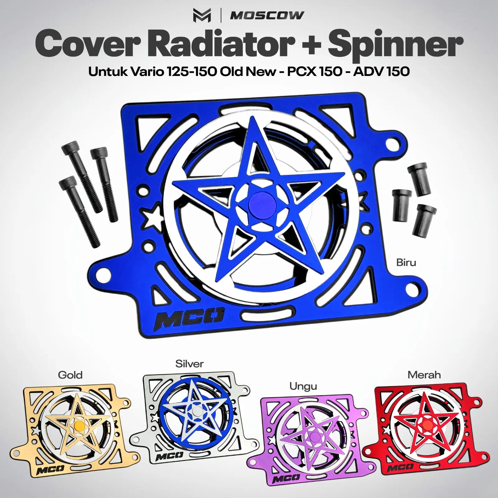 COVER RADIATOR SPINER BINTANG VARIO 125 150 ADV 150 PCX 150 Tutup Radiator Spinner Bintang VARIO KZR TECHNO ADV150 PCX150 Aksesoris Motor COVER RADIATOR KIPAS BINTANG MIRROR TWO TONE ORIGINAL MOSCOW COVER RADIATOR AKRILIK TEBAL 3MM