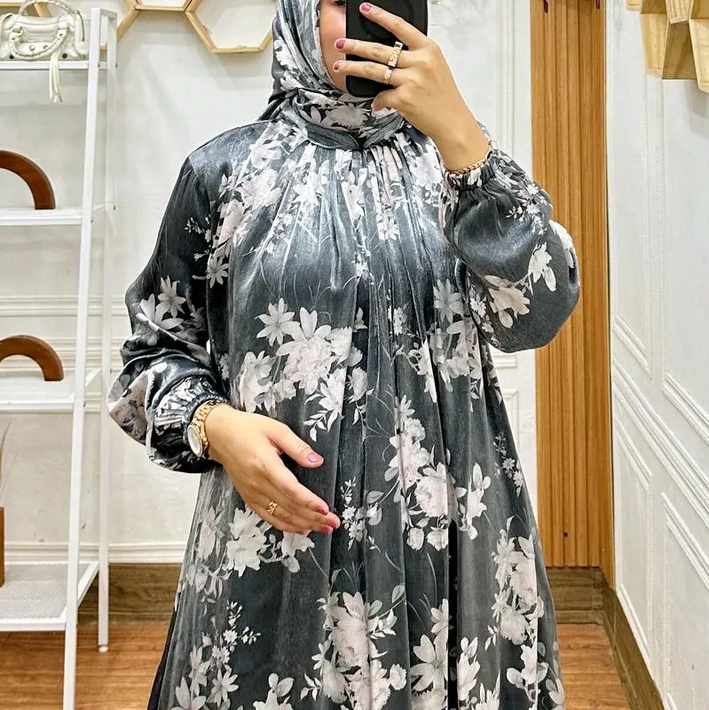 Gamis set Hijab shimmer printing 1