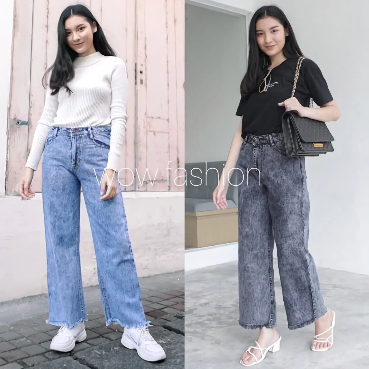 Celana Wanita Kulot Rawis Jeans Kulot Higtwaist Jeans Wash Premium