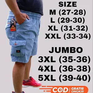 Big Size Celana Cargo Jeans Pendek Pria Dewasa Pinggang Karet ARDELO Katun | celana pendek cargo Katun