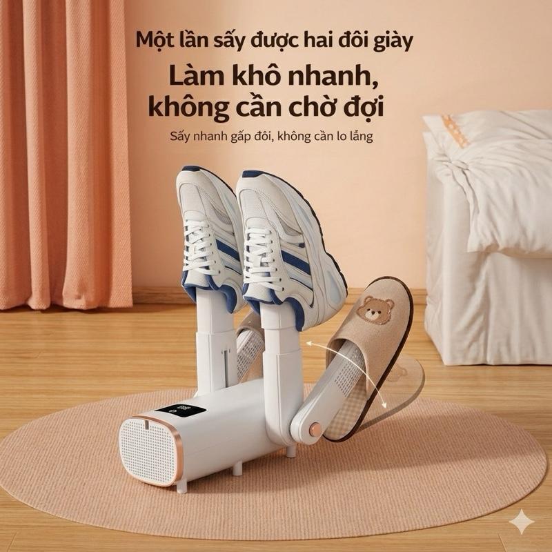 Máy Sấy Giày Khử Mùi 4 Đầu Bằng Tia UV Cực Tím Diệt Khuẩn , Xoay 360 Độ Giúp Sấy Giày Nhanh Chóng Và Thơm Tho Hiệu Quả