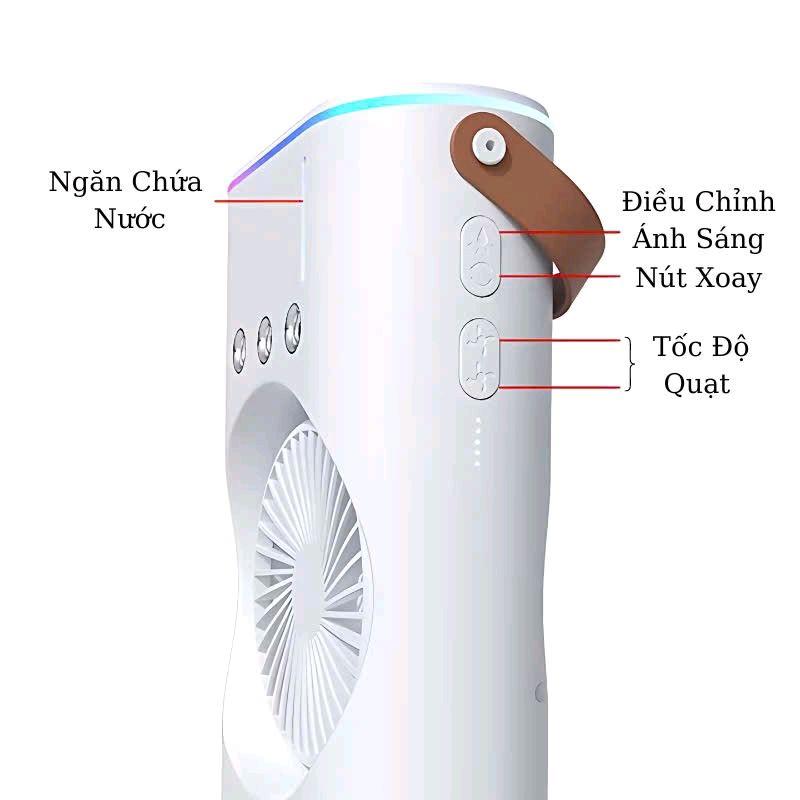 Quạt phun sương 2 tầng tích điện chính hãng mẫu mới có điều khiển, điều hòa hơi nước mini 2