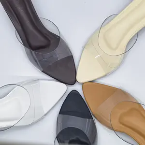 ZUNERA Renie Heels Wanita Tinggi 7cm  3cm Clear Heels Ujung Lancip Warna Tan Hitam Begie Putih High Hells Shoes Elegan Nyaman Sol Non Slip Anti Licin