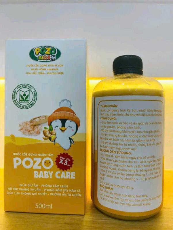 Cốt Gừng Tắm Bé Thế Hệ Mới Pozokids Đậm Đặc X3 - Không Có Bã- Cốt Gừng Tràm Khuynh Diệp POZOKIDS- 500 ml- Pha Tắm, Ngâm Chân, Giữ Ấm - Hỗ Trợ Giữ Ấm, Phòng Cảm Lạnh - Hỗ Trợ Kháng Khuẩn, Phòng Rôm Sảy, Hăm Tã Cho Bé. 7