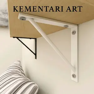 Kementari Art Rak Siku Dinding Besi Brecket Tebal 2,5cm Beton Eser 6mm SNI Dilengkapi  Warna Hitam Doff Dan Putih Kuat untuk Penyangga Beban Berat - Kayu Ambalan