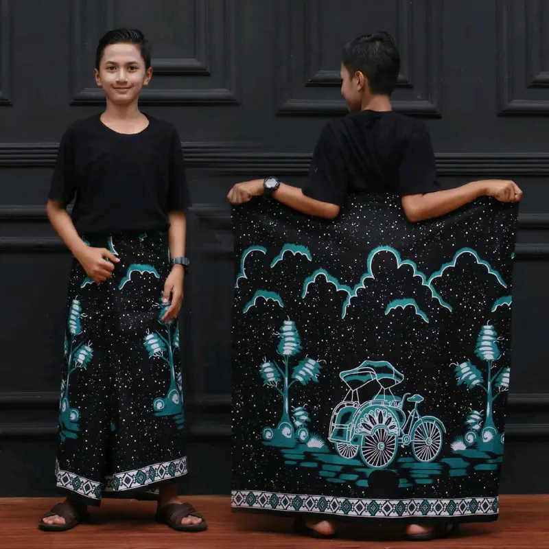 { BISA COD } Sarung Batik Anak-anak SD MI SMP MTS // Motif WAYANG & BECAK CINTA // Bahan Rayon Halus & adem // Sarung Seragam Nyaman Panjang Muslim Anak Katun 6