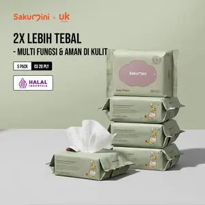 Sakumini Tisu Basah Bayi Wet Tissue Baby Wipes Hand Mouth Facial Tisu Wajah Lembut 20pcs Bundling (Beli 4 Gratis 1)