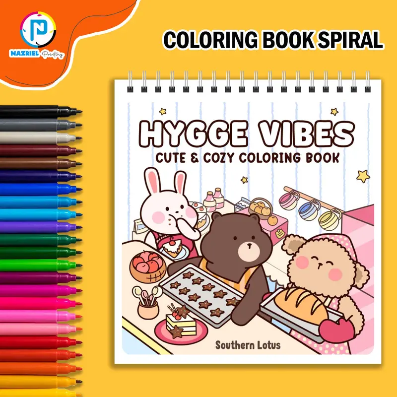 Hygge Vibes Coloring Book Buku Mewarnai spiral 0