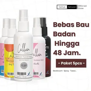 PAKET 5pcs Deodorant  Spray Tawas Callum Penghilang Bau Ketiak Hitam - BPOM Pencerah Ketiak Kering Wanginya Banyak