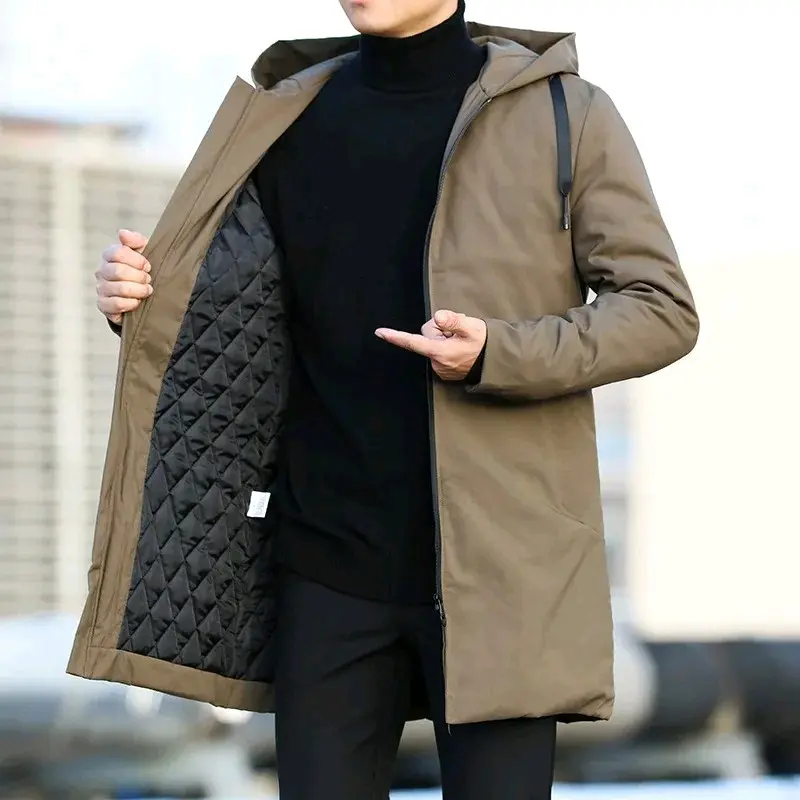 JAKET MUSIM DINGIN JAKET MANTEL TEBAL PANJANG MUSIM DINGIN JAKET PRIA TERBARU MODEL KOREA HITAM MOCAA MODEL POLOS SIMPEL  Katun Nyaman Outdoor Cowok Coklat Dewasa Casual Keren Navy