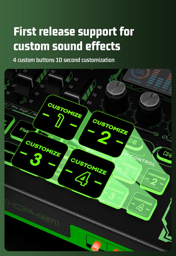 Product Introduction of koorfly-KF01 sound card ZX320 mic set Audio Bluetooth External Peralatan Bernyanyi atau siaran langsung dengan headphones dan microphone 45