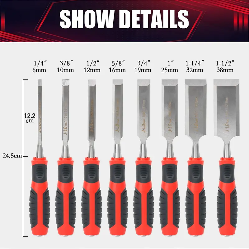 JLD Pahat Kayu Alat Ukir Kayu 6-38MM Wood Chisel Tatah Aneka Ukuran Tools Wood Working 2
