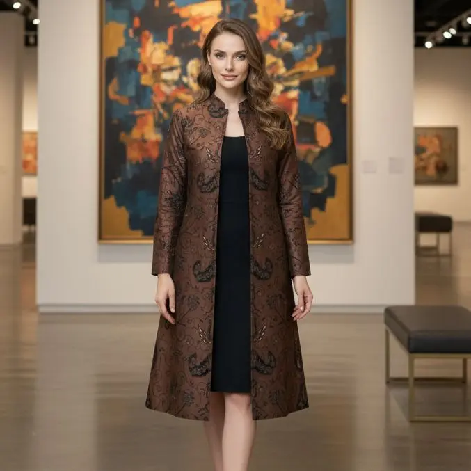 Batik Solo Trendy - Outer Batik Adella Model Elegan Cardigan Bahan Katun Premium Lapis Furing Nyaman Dipakai untuk Tampilan Mewah Panjang Baju Kardigan