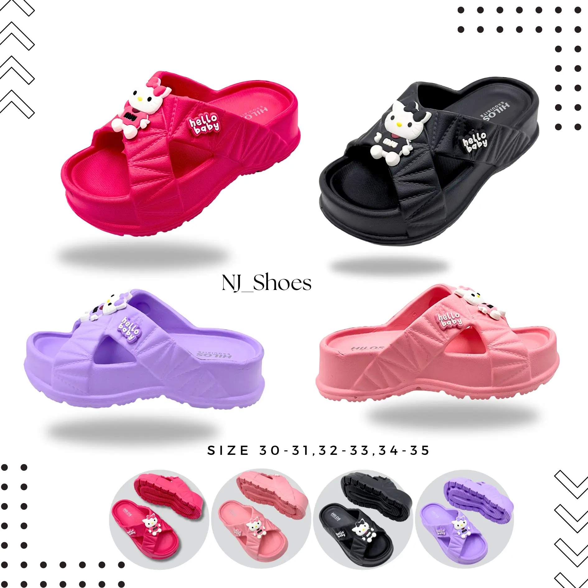 NJ_Shoes Sandal Selop Anak Perempuan Tali Silang Hello Kitty Sandal Anak Perempuan Wedges Terbaru Tebal Empuk Casual Fashion