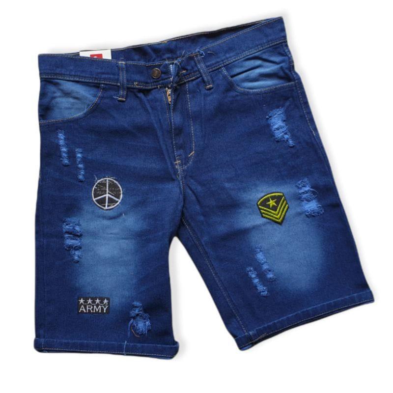Product Introduction of jeans pendek sobek+Celana pendek+jeans+Denim+Dewasa+Boyfriend+Rawis+ Pria+ Panjang+ Nyaman+ Keren+ Slim+ Cowok+ Stretch+Slimfit+Muda+Biru 6