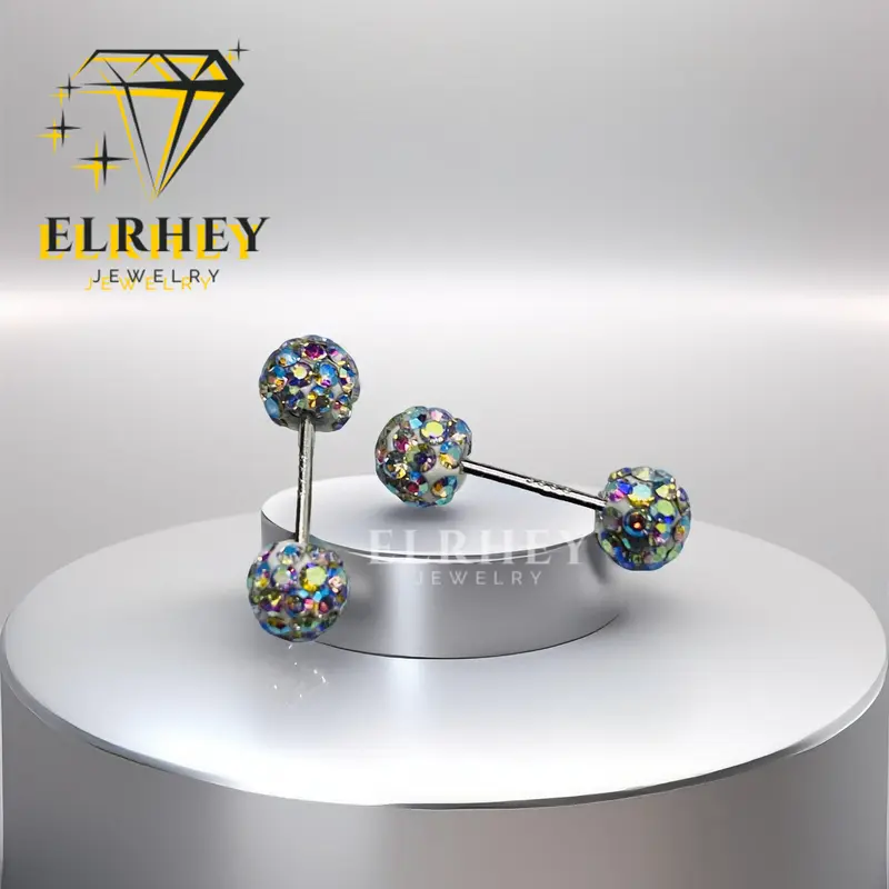 Sepasang Anting Baja Permata  Berlian Berwarna Earrings  Aksesoris  Elegan Fashion Kekinian Korean Style Anti Karat Anti Jamur anti Air P46 - ELRHEY 1
