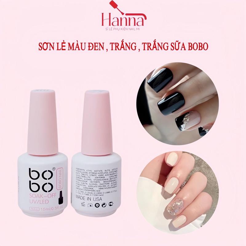  Sơn gel LẺ màu Đen trắng trắng nước gạo trắng sữa  BOBO HN GEL,...TÁCH LẺ MÀU  