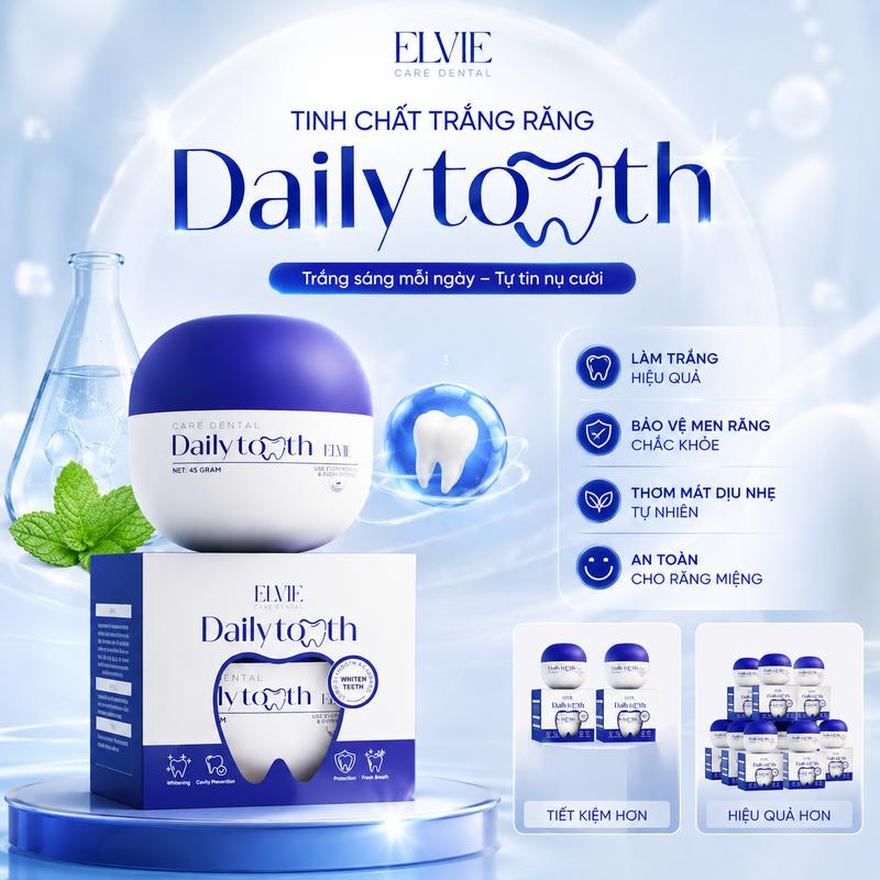 Tinh Chất Hỗ Trợ Trắng Răng Daily Tooth Tặng Thước Đo Răng Nhựa, Hỗ Trợ Khử…
