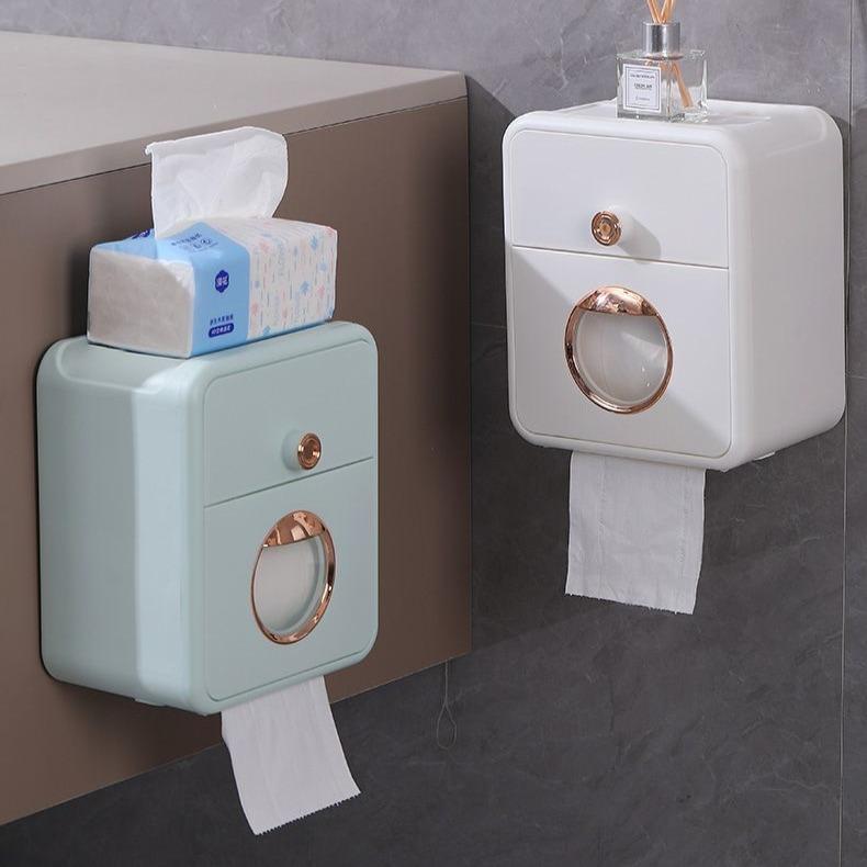  Hộp Khăn Giấy Không Thấm Nước Sử Dụng Trong Phòng Tắm Treo Tường Hai Lớp Không Cần Đục Lỗ 
