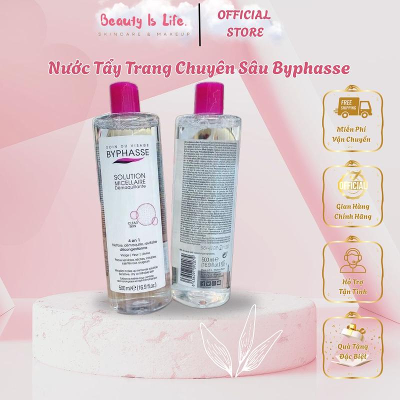 [CHÍNH HÃNG] Nước Tẩy Trang Byphasse Chuyên Sâu 500ml Micellar Dầu Làm Sạch Cho Da Dầu, Khô, Nhạy Cảm