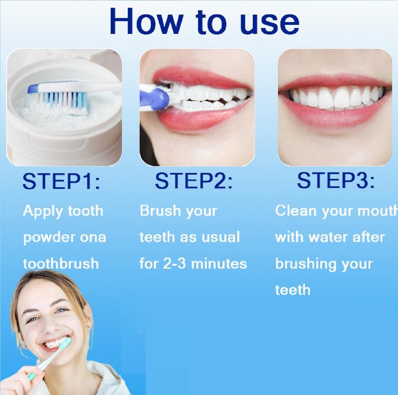 Product Introduction of (buy 1 free 1)Teeth tartar Teeth whitening Teeth Ubat gigi pemutih Pemutih gigi Cleaning Dental Mouth calculus health pearl Baking Soda Whitening Tooth Powder 50g Remove Yellow Teeth Smoke Stains Tooth Stains Bad Breath protect teeth whitening gigi putih 4