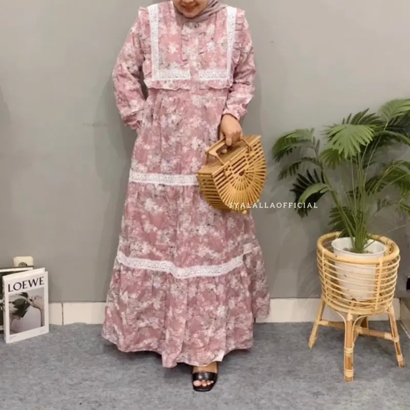 SYALALLA AALIYAH GAMIS KATUN BKK FULL BORDIR DAN FURING BUSUI FRIENDLY Dress Muslim Mewah Motif 0