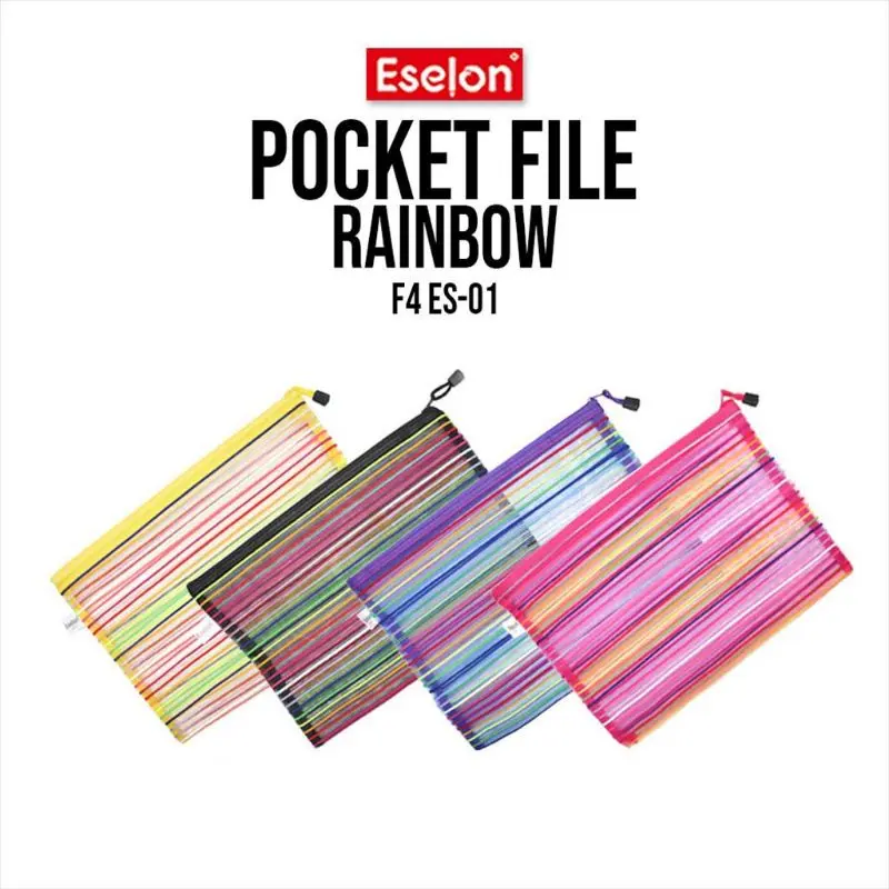 Pocket File Jaring Pelangi Jahitan Rapi / Pocket File Rainbow 4 Ukuran Eselon 3