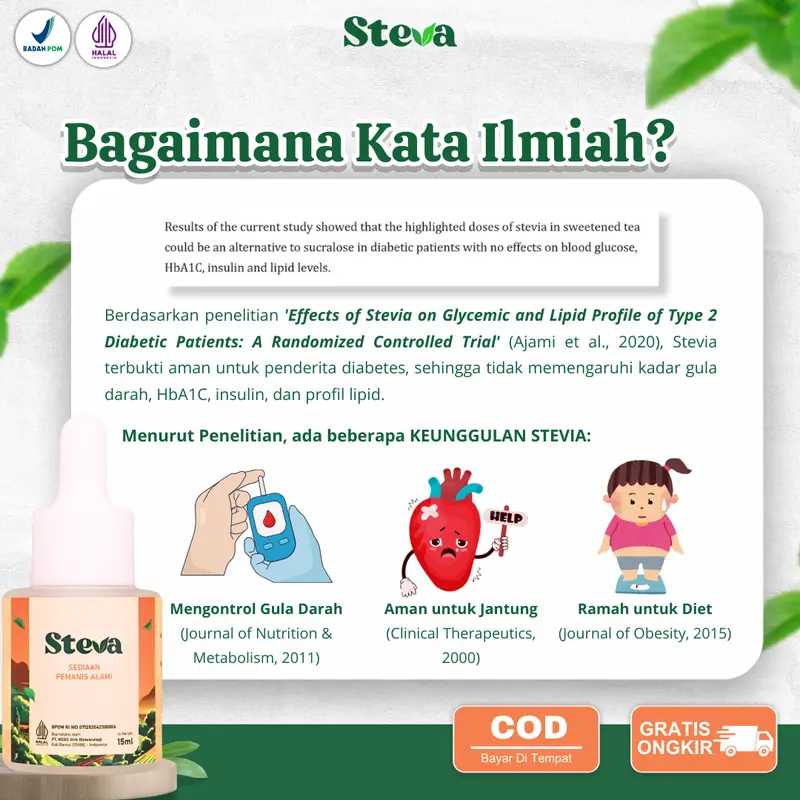 [Promo 1 Pcs] Steva Pemanis Alami I 0 Kalori - Pengganti Gula dari Daun Stevia BPOM & Halal MUI I 100% Alami I Extra Daun Stevia Rebaudiana I No Aftertaster I Grade A I 100% Asli I Original I Sweet I Steva Pemanis Alami I No Sugar - VSA 6
