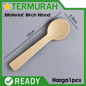 sendok 1PC spoon KAYU BLT10cm Sekali Pakai Disposable wooden plastik pesta eco cutlery alat makan food grade friendly dessert es puding pudding ice cream krim mini kecil