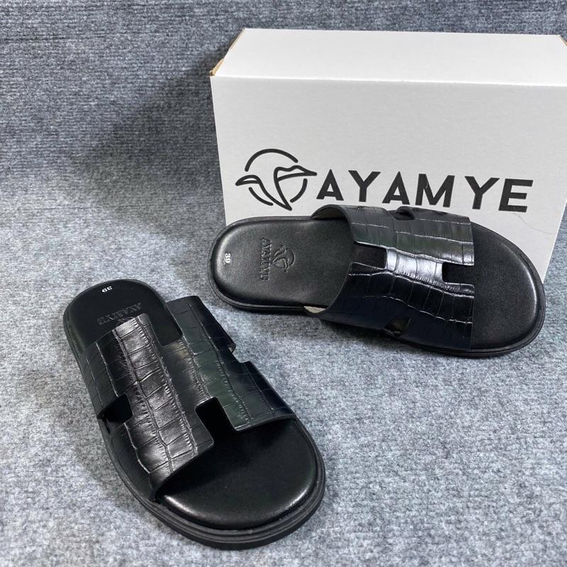 DÉP DA NAM CHỮ H IN VÂN CÁ SẤU CAO CẤP AYAMYE