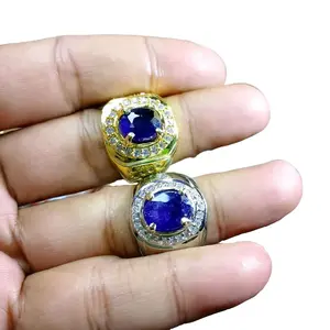 perhiasan cincin pria terbaik blue safir ring micro seting