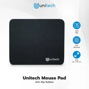 Mousepad Kantor Polos Hitam Anti Slip - Alas Laptop & PC | Ukuran 22 x 18 CM | Unitech