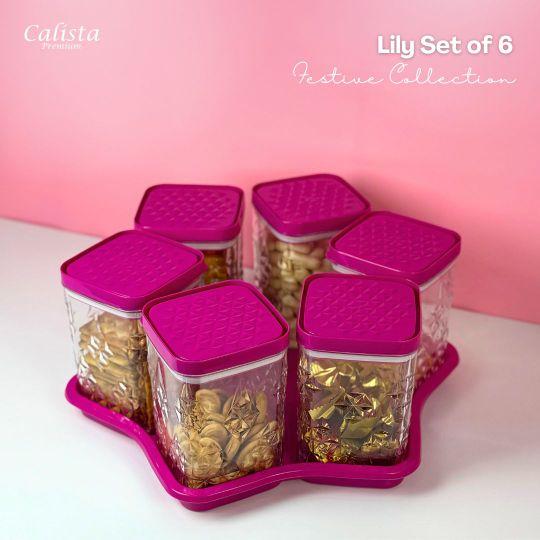 Calista Toples Lily Set of 6 Toples Kue Kering Kedap Udara Toples Kue Lebaran Set Dengan Nampan Calista Toples Lily Set of 6 Toples Kue Kering Kedap Udara Toples Kue Lebaran Set Dengan Nampan