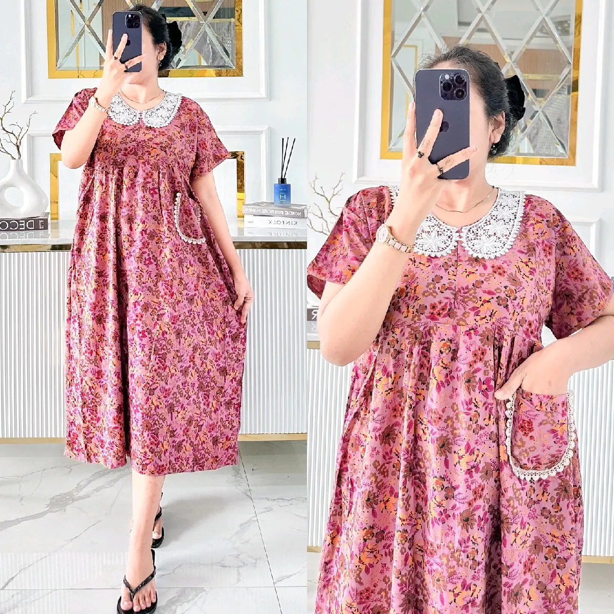 DASTER LOLITA JUMBO LD 120 CM BUSUI WANITA BAHAN RAYON PREMIUM ADEM NYAMAN RATU LAKU DASTER Bumil Dress