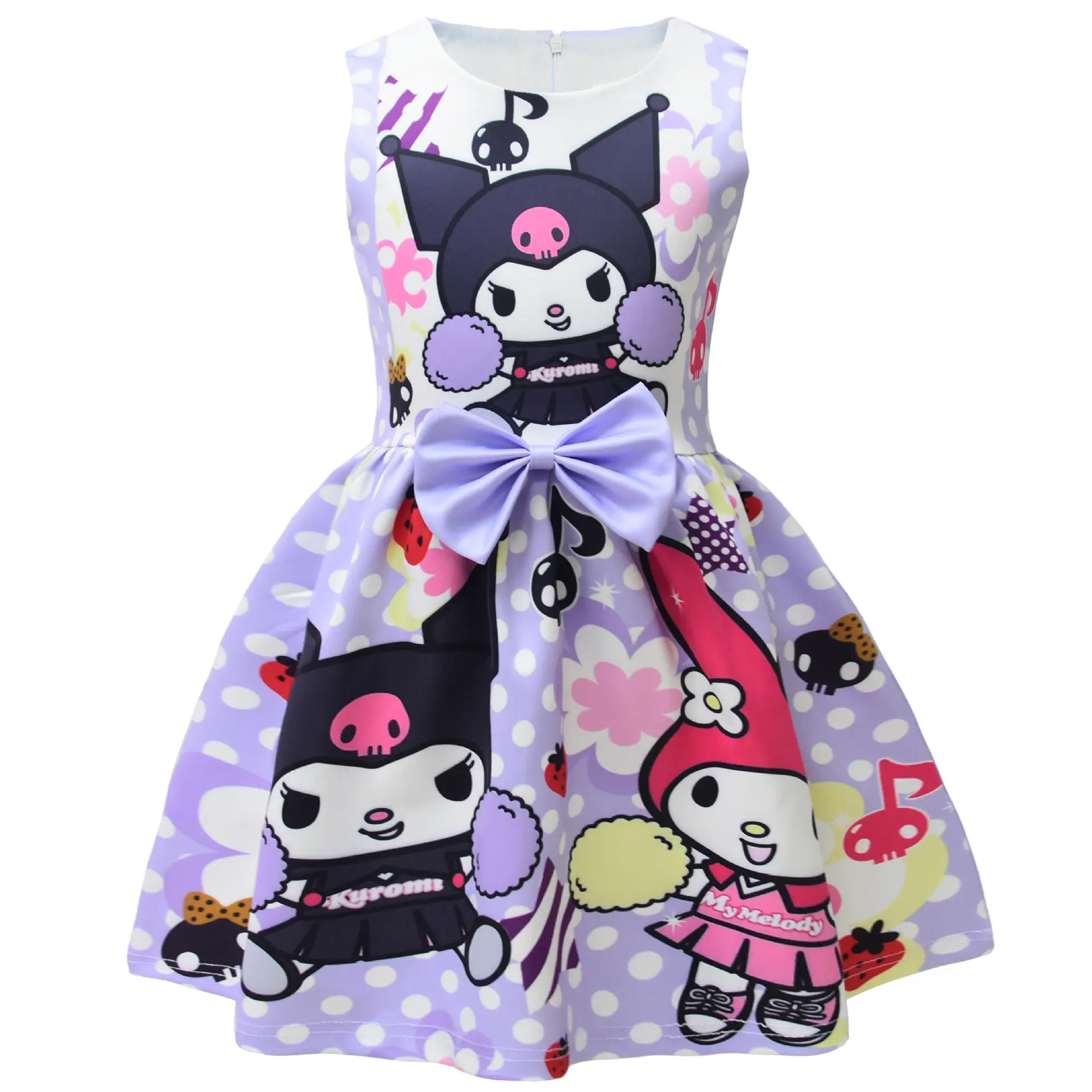 Girls Kuromi Dress Purple Bowknot Summer Clothes For Casual And Holiday