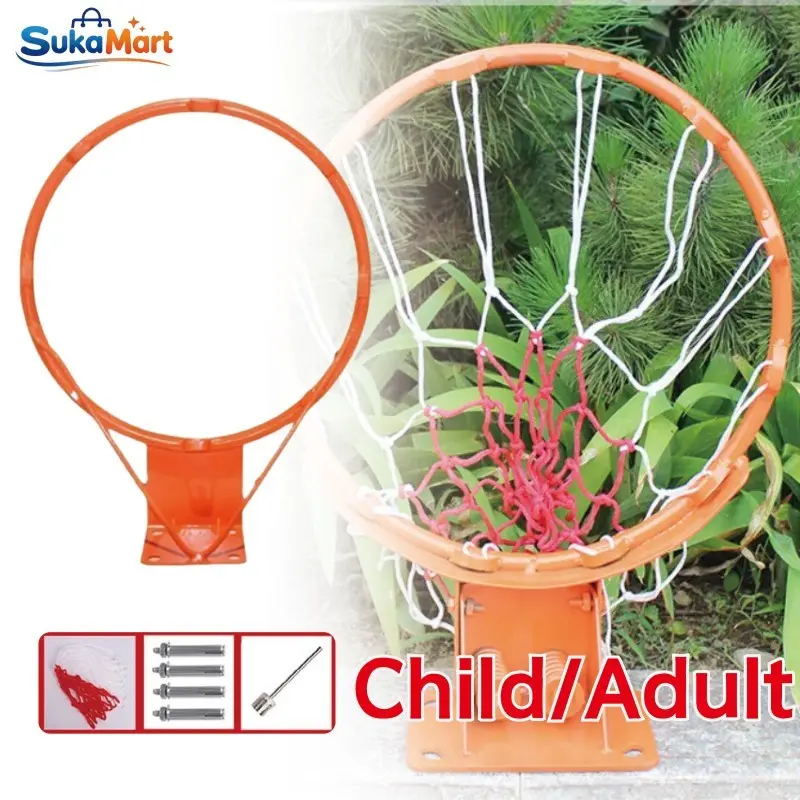Ring Basket Besi Tempel Tembok Dewasa/Anak - Hoop Basket Ukuran Bola 7 & 5 Outdoor/Indoor Sport Basketball 45Cm/35Cm Pajangan & Latihan Rumah