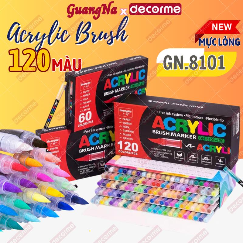 Màu Acrylic Marker Guangna 8101 Decorme acrylic marker đầu brush nhọn bút màu Acrylic chống nước vẽ trên mọi chất liệu
