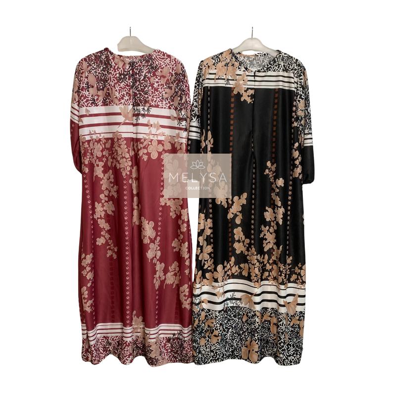 PAKET 100 RIBU ISI 3 Gamis Harian Hyget Premium Panjang Lengan Kerut Karet Motif Natasa Selena Tumpal Nadira Etnik Dress gamis Dewasa LEBARAN Muslim simpel gamis wanita busui Melar Nyaman Hitam 7