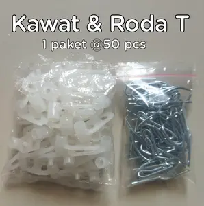 kawat roda gorden 1 set @ 50 biji / kawat S dan roda T hordeng/ cantelan gordyn