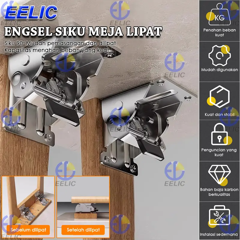 EELIC BRS-65X45MMSIKUL Bracket Siku Kaki Meja Lipat Dengan Desain Sudut Yang Dapat Dibuka Lipat Hingga 90 Derajat 6