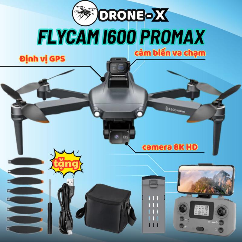 flycam L600 promax gimbal chống rung 3 chục có tích hợp cảm biến laser tránh va chạm camera 4k