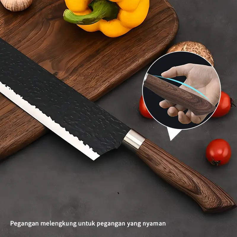 Pisau Dapur Set Tajam Kitchen Knife Set Black Knife Diamond Set 6in1 Pisau Dapur Set isi 6 pcs WoodenHolder Kitchen Knife Set Kitchenware 6