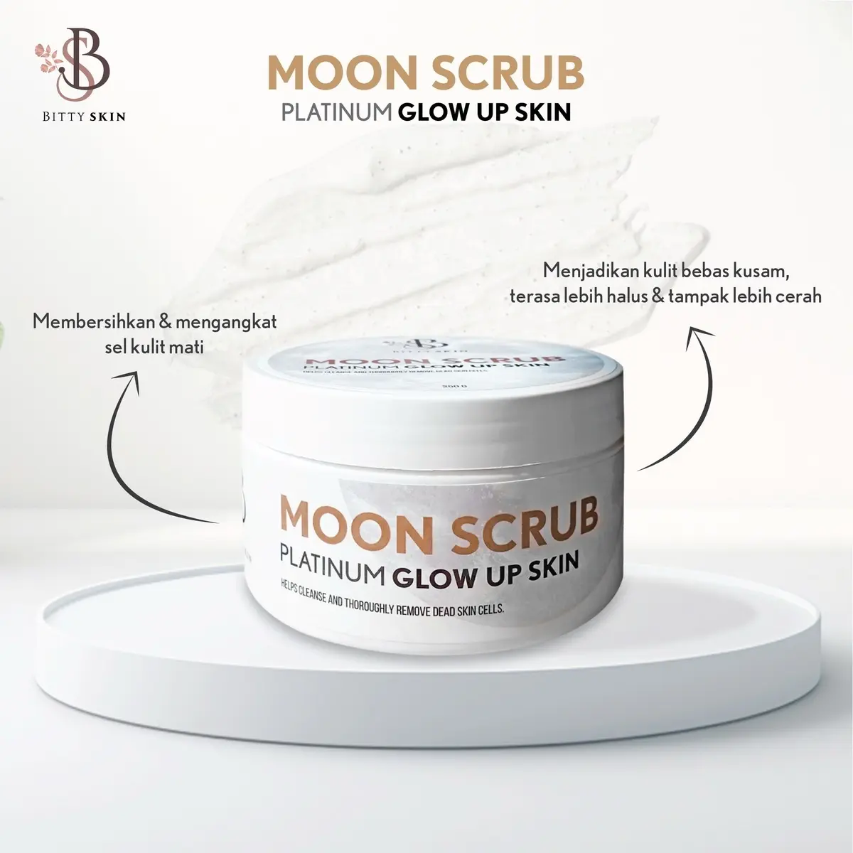 BODY SCRUB BLEACHING PLATINUM MOON | PUTIH SEKETIKA | BODY SCRUB | LULUR PEMUTIH Tubuh Hitam Kering