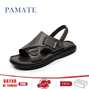 【PAMATE】 Sandal Pria Selop Slip On Casual Kulit Berkualitas Premium Anti Selip Nyaman & Praktis Jepit Original